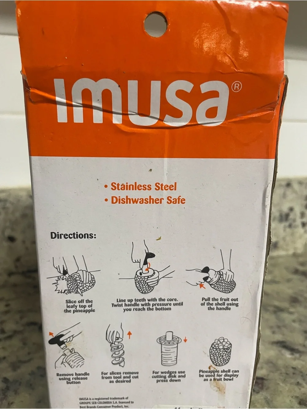 Imusa 4-in-1 Pineapple slicer swirl peeler Tool - Orange corer kitchen healthy
